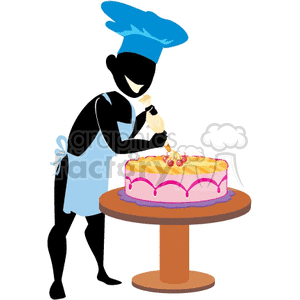 man decorating a cake