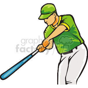 Baseball player hitting the ball