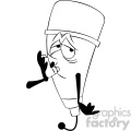black and white cartoon microphone mascot character sick