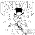 black and white welcome the new year baby new year cartoon vector art