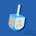hanukkah Hebrew dreidel flat vector art on blue background
