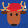 reindeer with santa hat on blue square icon vector art