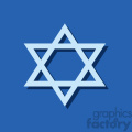 Jewish Star of David flat vector art on blue background