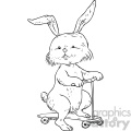 rabbit riding a scooter character vector book illustration