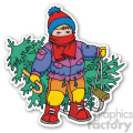 boy with christmas tree sticker