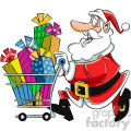 santa with shopping cart full of presents