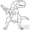 trex with a gun character vector book illustration