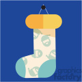 one cartoon christmas stocking on blue square vector flat design