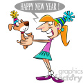 girl telling her pet happy new year cartoon
