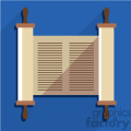 jewish torah scroll flat vector art icon with shadow