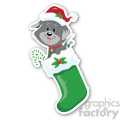 christmas dog in stocking sticker