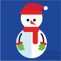 snowman with green mittens on blue square icon vector art