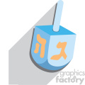 hanukkah Hebrew dreidel flat vector art with shadow