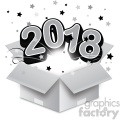 gray 2018 new year exploding from a box vector art