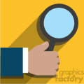 hand holding a magnifying glass flat design vector art on yellow background