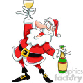 santa drinking chamagne cartoon