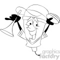 black and white cartoon microphone mascot character