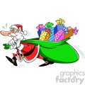 santa pulling a huge bag of gifts cartoon