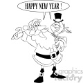 happy new year santa and baby new year black and white vector