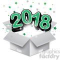 green 2018 new year exploding from a box vector art