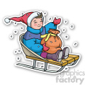 christmas boy on sled sticker