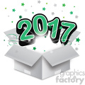 green 2017 new year exploding from a box vector art