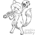 raccoon holding a wrench tool character vector book illustration
