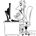 black and white vector clipart image of anonymous computer hacker