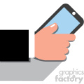 hand holding a cell phone flat design vector art no background