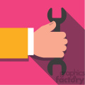 hand holding wrench tool flat design vector art