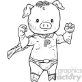 super pig character vector book illustration