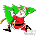 cartoon santa running with christmas tree vector art