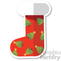 red christmas stocking with christmas trees vector flat design