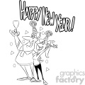 black and white new years eve party invitation vector cartoon art