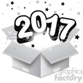 2017 new year exploding from a box vector art