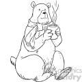 bear drinking coffee character vector book illustration