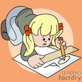 Clip Art Girl Studying