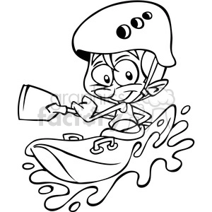 guy kayaking cartoon in black and white