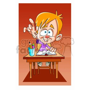 vector child in class raising his hand