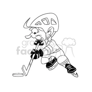 cartoon hocky player black and white