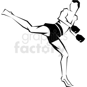 mma fighter reverse kick vector art