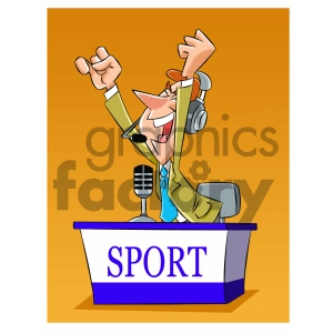 cartoon sports announcer reporter