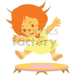 cartoon girl jumping on small trampoline