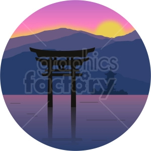 Japan island shrine vector clipart icon