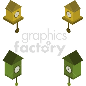 isometric cuckoo clock vector icon clipart 1