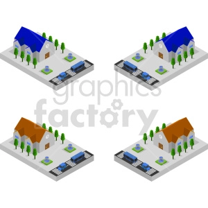 isometric small school bundle vector graphic