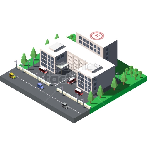 isometric hospital vector graphic