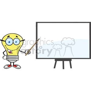 6098 Royalty Free Clip Art Ligt Bulb Presenting On A Board