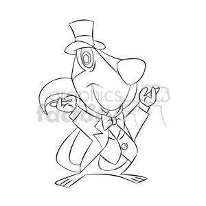 luke the cartoon squirrel wearing a tuxedo black white