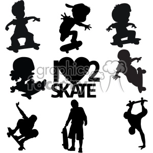 skateboarder svg cut file bundle